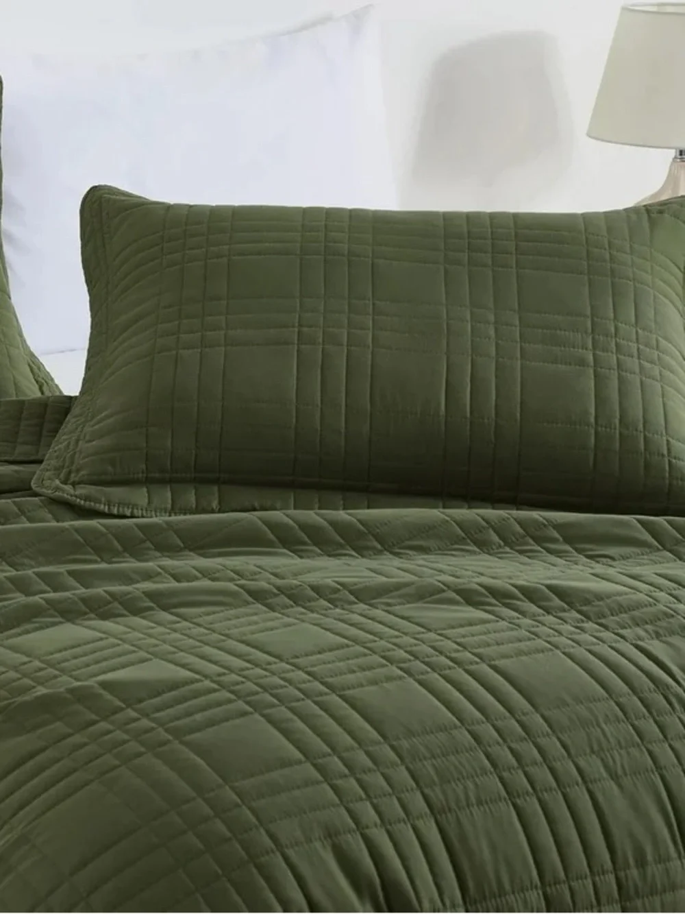 Olive Green king 3 piece Quilted Bedspread Set